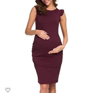 Knee length, crop sleeve maternity dress